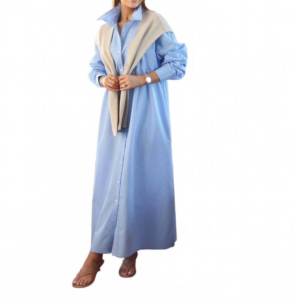 NEW KARLIE women's hailey maxi shirt dress in blue